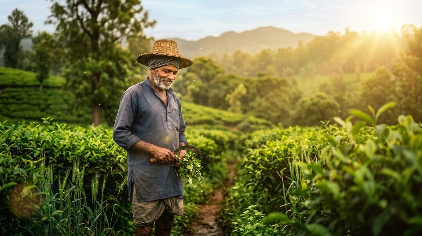 Indian Farmer in lush green field - Ramaya Crop World Agriculture & Crop Protection Solutions (खेती की दवाई)